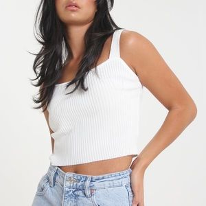 SALT + CO. - Knit No. 05, Ribbed Knit Sweetheart Neck Tank in Ivory (NWT)